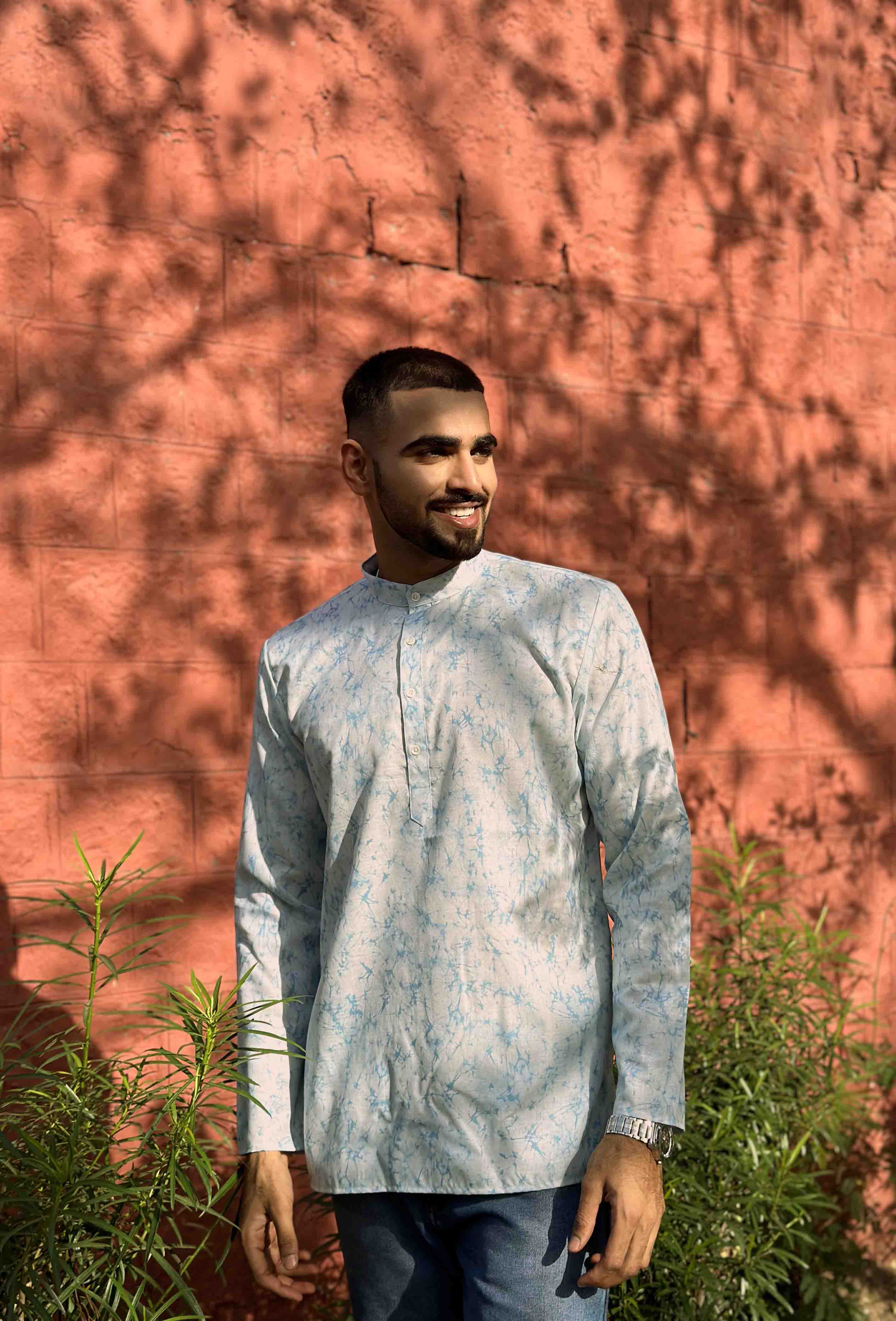 Blue Tie Dye Short Kurta
